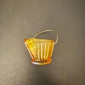 Vintage Amber Glass Miniature Bucket